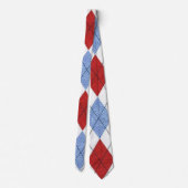 Cravate Argyle Red and Blue New Custom Trendy Modern Men's (Dos)