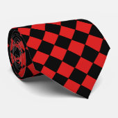 Cravate Arlequin noir et rouge Diamond Motif vérifié (Roulé)