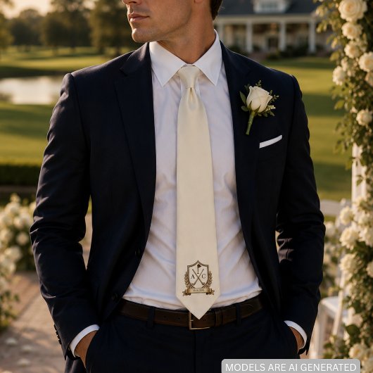 Cravate Armoiries de golf de mariage Initiales de couples