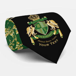 Cravate Armoiries de Monogramme Aigle vert en or Fleur de 