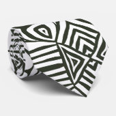 Cravate army green white Tribal Mud Cloth African Pattern (Roulé)