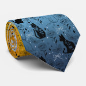 Cravate AroAce Agender Pride Chat noir - Mystical Witchy (Roulé)