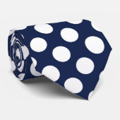 Cravate Arrière - plan de la Marine avec des pois blancs 2 (Roulé)