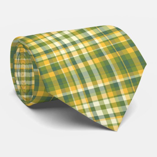 Cravate Arrière - plan de Motif Plaid jaune et vert (Roulé)