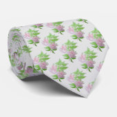 Cravate "arrière - plan gris doux avec fleurs roses (Roulé)