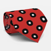 Cravate Arrière - plan rouge Polka noir/blanc (modifiable) (Roulé)