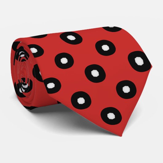 Cravate Arrière - plan rouge Polka noir/blanc (modifiable) (Roulé)