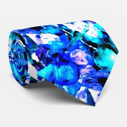 Cravate Art abstrait bleu brillant (Roulé)