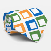 Cravate Art abstrait | Carrés bleus verts orange (Roulé)
