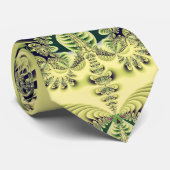 Cravate Art abstrait de symétrie fractale vert citron (Roulé)