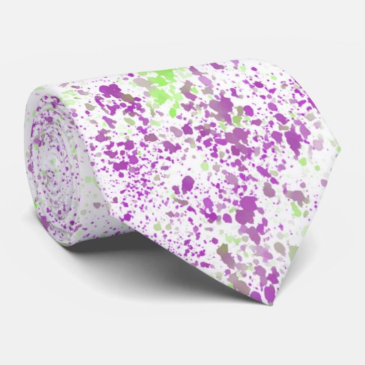 Cravate Art abstrait éclaboussé de magenta et de vert pist (Roulé)
