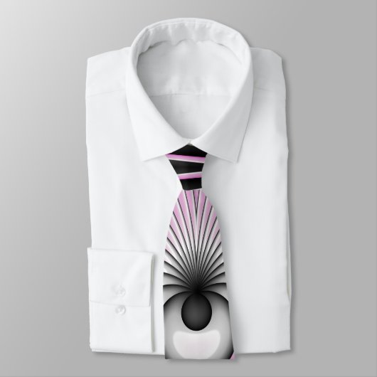 Cravate Art Abstrait moderne Fractal Figure noire rose gri (Attaché)