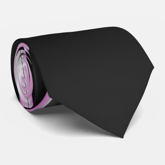 Cravate Art Abstrait moderne Fractal Figure noire rose gri (Roulé)