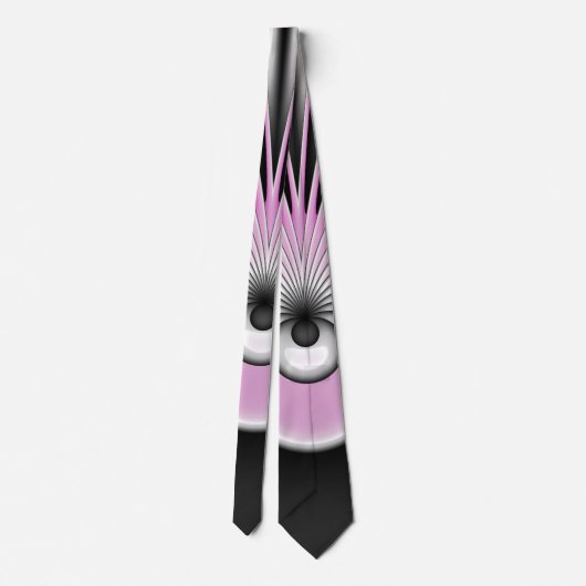 Cravate Art Abstrait moderne Fractal Figure noire rose gri (Dos)