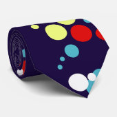 Cravate Art Abstrait Rouge Bleu Bleu Cercles jaunes (Roulé)