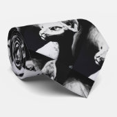 Cravate Art blanc de portrait de Kitty de contraste de (Roulé)