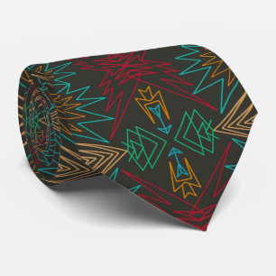 Cravate Art de motif géométrique amérindien aztèque