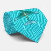 Cravate Art Deco Airplane, Turquoise, Teal and Aqua (Roulé)