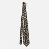 Cravate Art Deco Black and Gold Seashell Pattern Neck Tie (Dos)