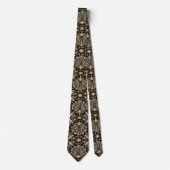 Cravate Art Deco Black and Gold Seashell Pattern Neck Tie (Devant)