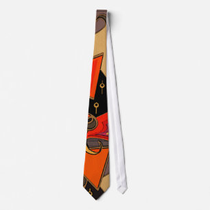 CRAVATE ART DÉCO DANS L'ORANGE ET LE BLAQCK