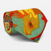 Cravate Art déco de cru d'antiquité d'abrégé sur poissons (Roulé)