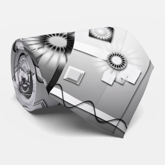 Cravate Art déco en noir et blanc (Roulé)