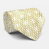 Cravate Art Déco Gold & White Diamond Motif (Roulé)