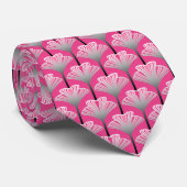 Cravate Art Deco Lily, Fuchsia Pink and Silver Gray (Roulé)