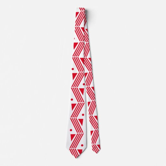Cravate art déco motif en rouge rouge et blanc festif (Devant)