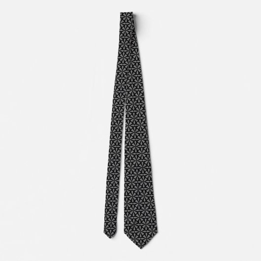 Cravate Art Déco Motif II - Gris sur Noir (Dos)