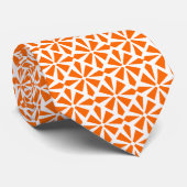 Cravate Art Déco Motif II - Orange en blanc (Roulé)