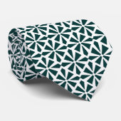 Cravate Art Déco Motif II - Vert foncé sur blanc (Roulé)