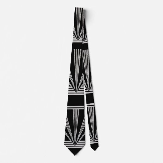 Cravate Art Déco Noir Argent 2 (Devant)