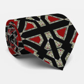 Cravate Art Déco Rouge Noir (Roulé)