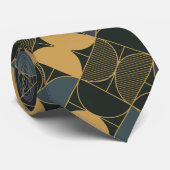 Cravate Art Déco - Vert, Or, Marine (Roulé)