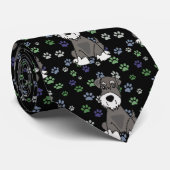 Cravate Art drôle de chien et d'empreintes de pattes de (Roulé)