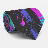 Cravate Art éclatant violet rose noir Art Abstrait (Roulé)