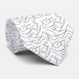 Cravate Art en ligne minimaliste noir et blanc