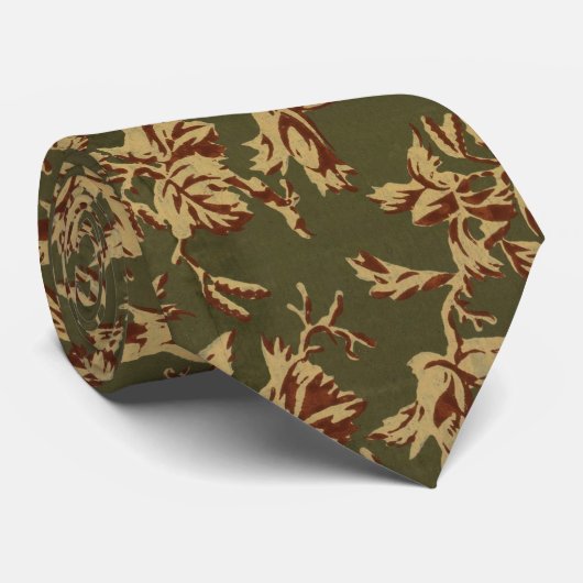 Cravate art floral abstrait marron beige (Roulé)