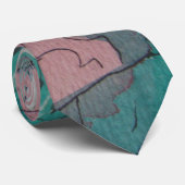 Cravate art floral stylisé vert et rose abstrait (Roulé)