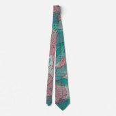 Cravate art floral stylisé vert et rose abstrait (Dos)