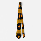 Cravate Art fractal abstrait moderne noir jaune orange (Devant)