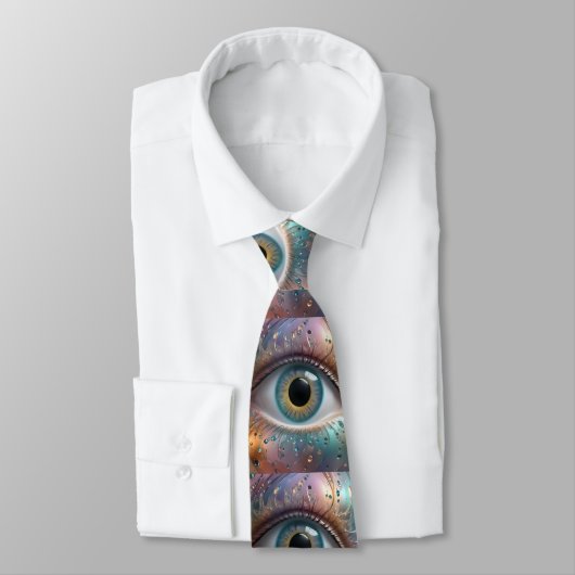 Cravate Art Fractal Blue Eyeball, (Attaché)