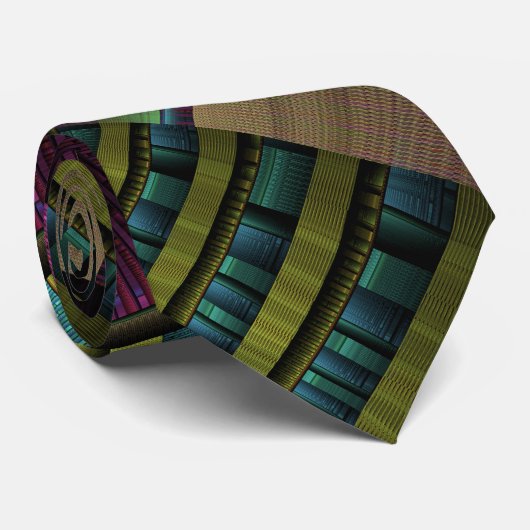 Cravate Art Fractal Moderne Rond Et Coloré (Roulé)