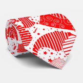 Cravate Art Géométrique Abstrait Rouge Et Blanc (Roulé)