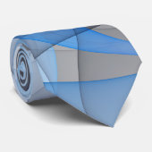 Cravate Art graphique fractal abstrait bleu gris moderne (Roulé)