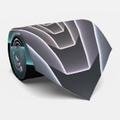 Cravate Art graphique géométrique fractal sarcelle moderne (Roulé)