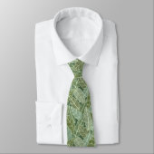Cravate Art linwork feuille motif sage vert (Attaché)