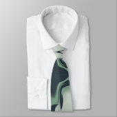 Cravate Art liquide vert clair et foncé sur gris (Attaché)